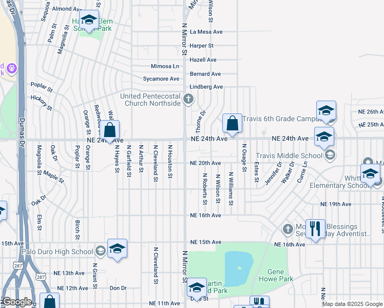 map of restaurants, bars, coffee shops, grocery stores, and more near 1411 NE 20th Ave in Amarillo