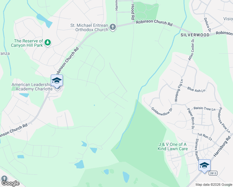 map of restaurants, bars, coffee shops, grocery stores, and more near 7905 Hickory Drive in Charlotte