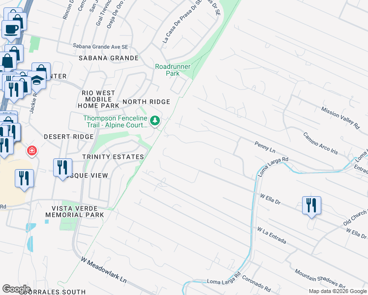 map of restaurants, bars, coffee shops, grocery stores, and more near 1700 West Ella Drive in Corrales