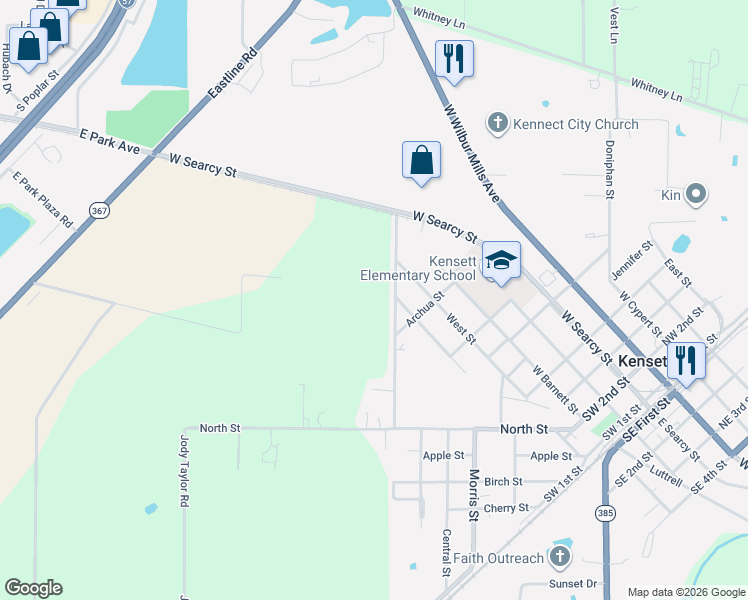map of restaurants, bars, coffee shops, grocery stores, and more near 904-1014 Buffalo Road in Kensett