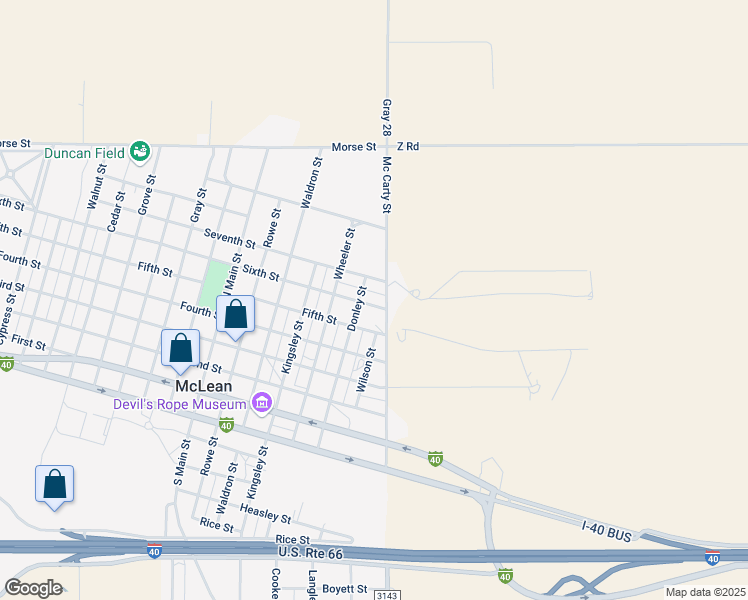 map of restaurants, bars, coffee shops, grocery stores, and more near Donley Street in McLean