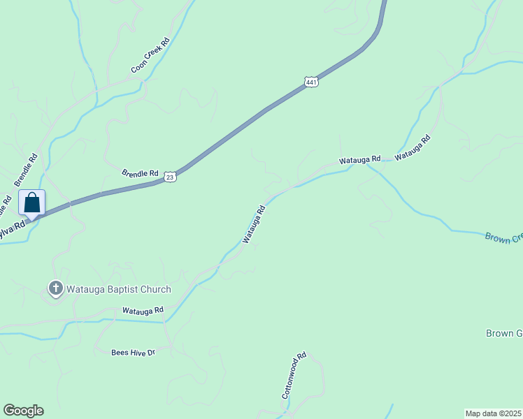 map of restaurants, bars, coffee shops, grocery stores, and more near Watauga Road in Franklin