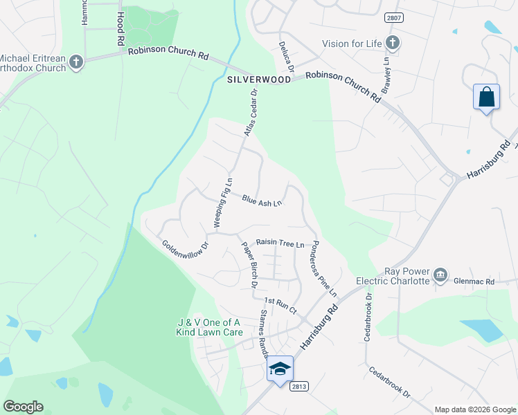 map of restaurants, bars, coffee shops, grocery stores, and more near 8553 Filbert Lane in Charlotte