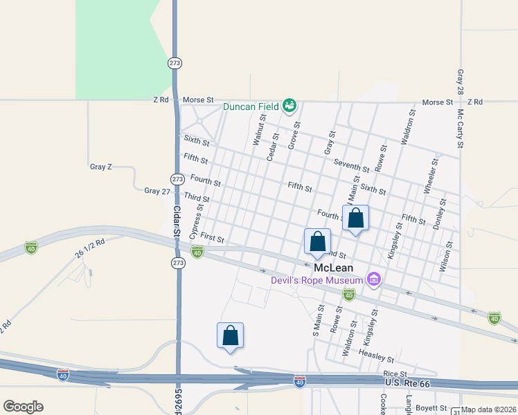map of restaurants, bars, coffee shops, grocery stores, and more near 301-399 Cedar Street in McLean
