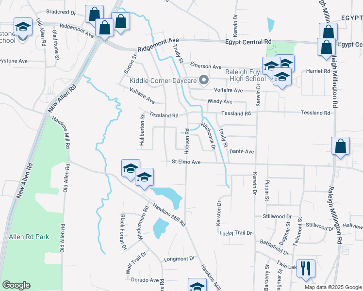 map of restaurants, bars, coffee shops, grocery stores, and more near 3708 Saint Elmo Avenue in Memphis