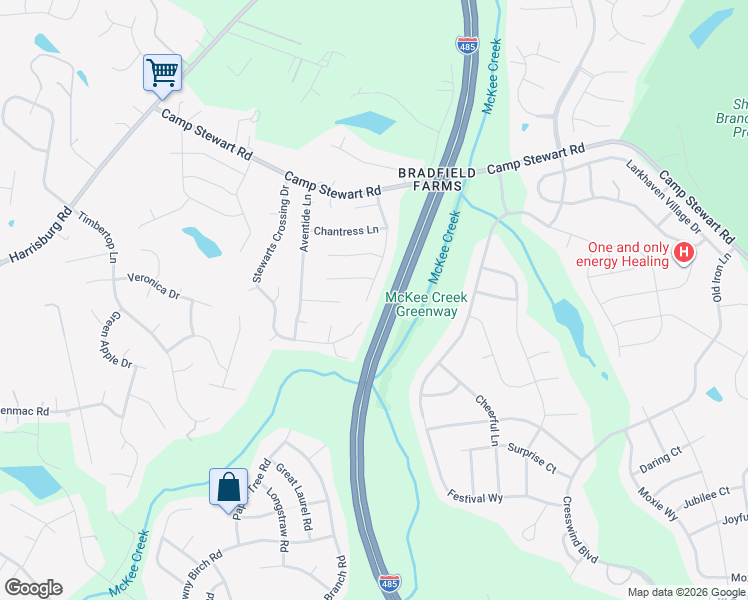 map of restaurants, bars, coffee shops, grocery stores, and more near 9710 Avensong Crossing Drive in Charlotte