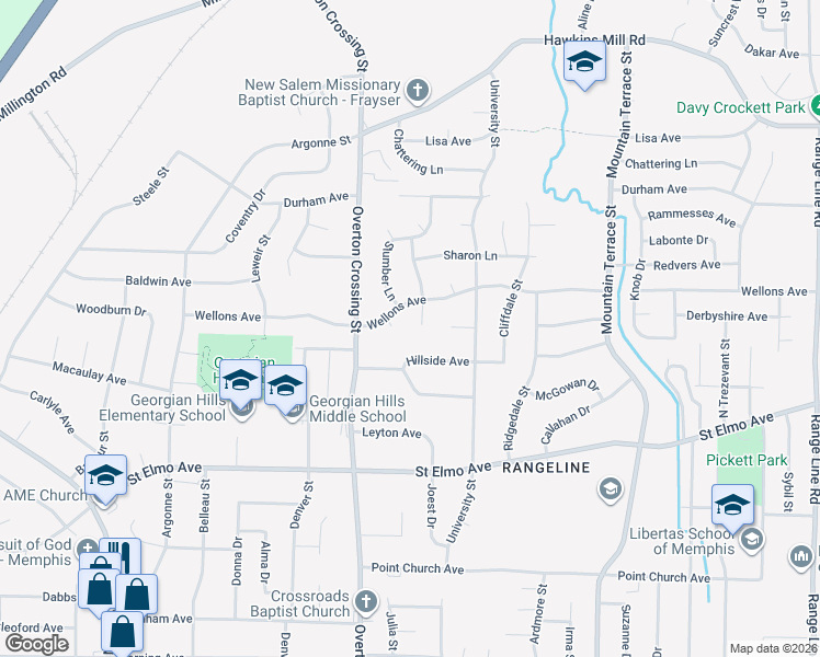 map of restaurants, bars, coffee shops, grocery stores, and more near 2181 Wellons Avenue in Memphis