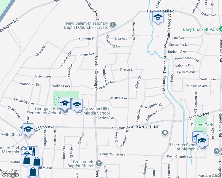 map of restaurants, bars, coffee shops, grocery stores, and more near 2181 Wellons Avenue in Memphis