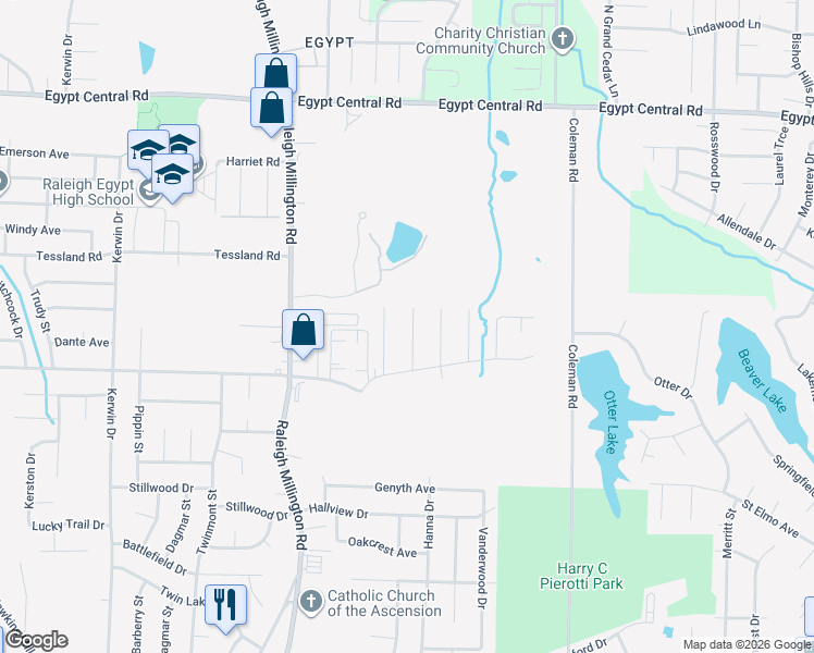 map of restaurants, bars, coffee shops, grocery stores, and more near 4064 Naylor Road in Memphis