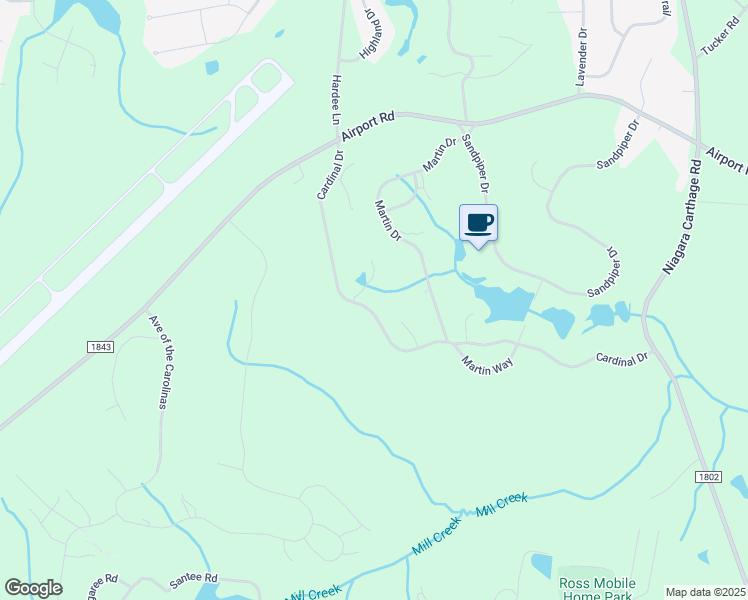 map of restaurants, bars, coffee shops, grocery stores, and more near 31 Cardinal Drive in Whispering Pines