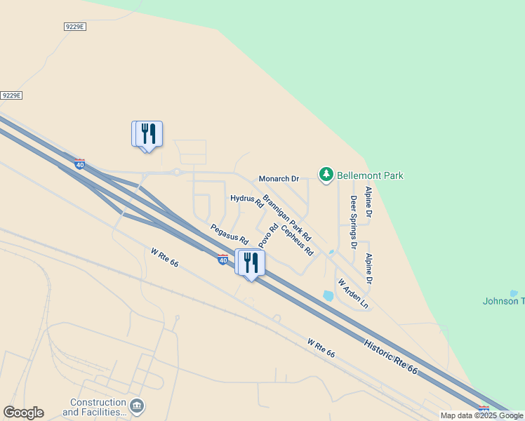 map of restaurants, bars, coffee shops, grocery stores, and more near 11777 Cove Crest Drive in Bellemont