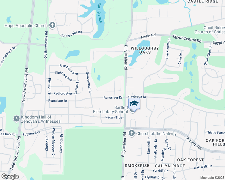 map of restaurants, bars, coffee shops, grocery stores, and more near 5896 Bedford Road in Memphis