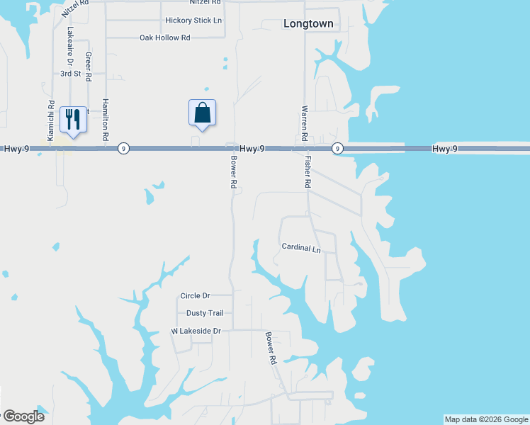 map of restaurants, bars, coffee shops, grocery stores, and more near 170 Hummingbird Lane in Eufaula