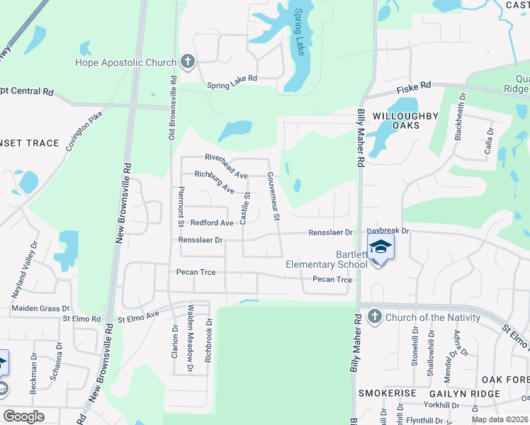 map of restaurants, bars, coffee shops, grocery stores, and more near 5779 Redford Cove in Memphis