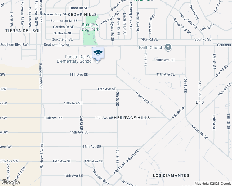 map of restaurants, bars, coffee shops, grocery stores, and more near 512 12th Street Northwest in Rio Rancho