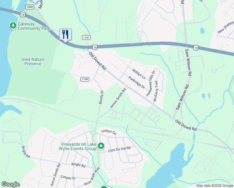 map of restaurants, bars, coffee shops, grocery stores, and more near 4215 Beatty Drive in Charlotte