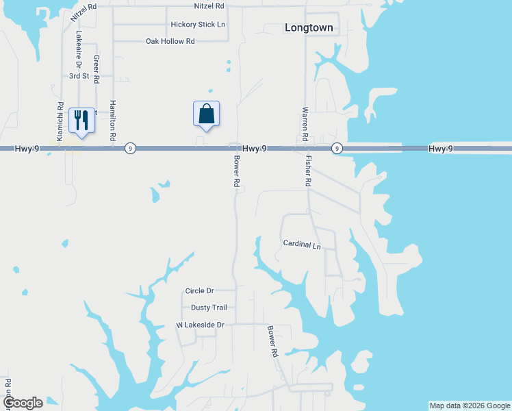 map of restaurants, bars, coffee shops, grocery stores, and more near 170 Hummingbird Lane in Eufaula