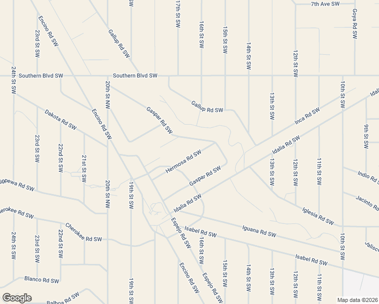 map of restaurants, bars, coffee shops, grocery stores, and more near 1605 Hermosa Road Southwest in Rio Rancho