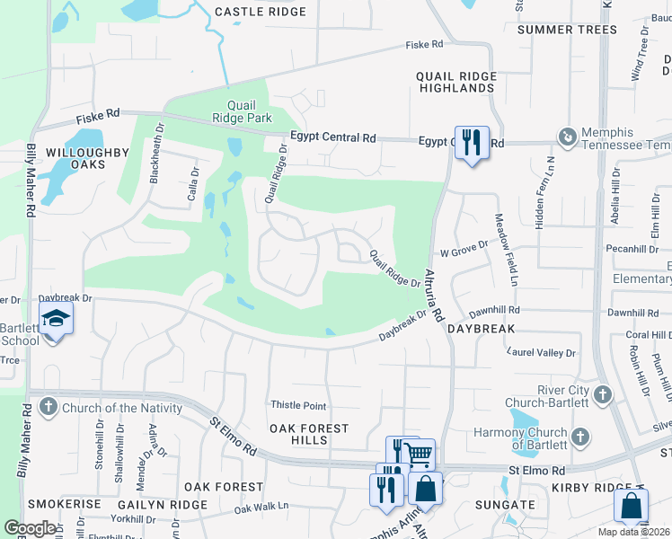 map of restaurants, bars, coffee shops, grocery stores, and more near in Bartlett