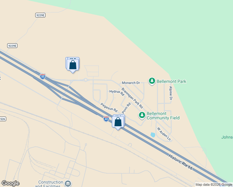 map of restaurants, bars, coffee shops, grocery stores, and more near 11981 Hydrus Road in Bellemont