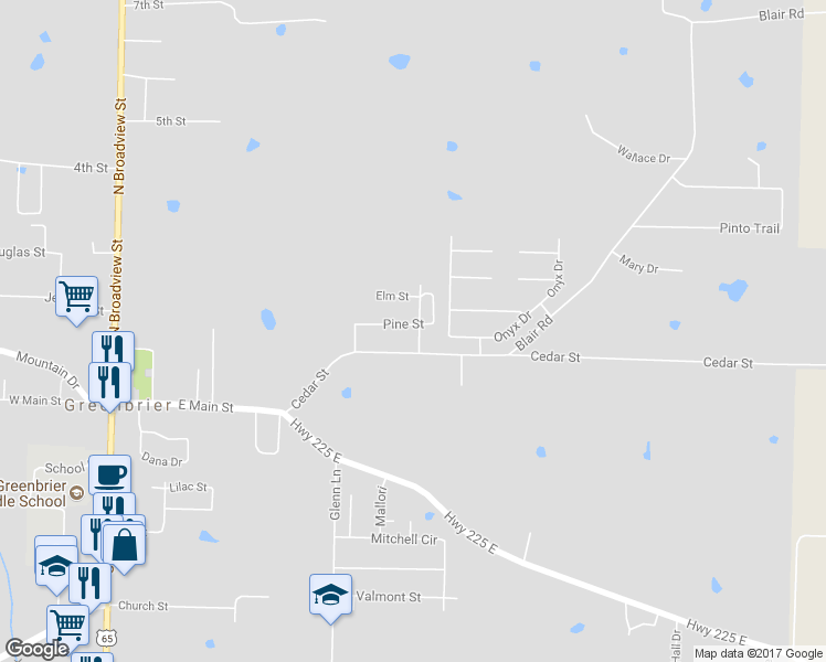 map of restaurants, bars, coffee shops, grocery stores, and more near 7 Tupelo Street in Greenbrier