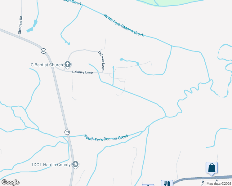 map of restaurants, bars, coffee shops, grocery stores, and more near 150 Borden Loop in Crump