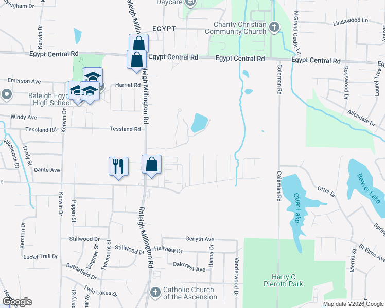 map of restaurants, bars, coffee shops, grocery stores, and more near 4062 Lehi Drive in Memphis