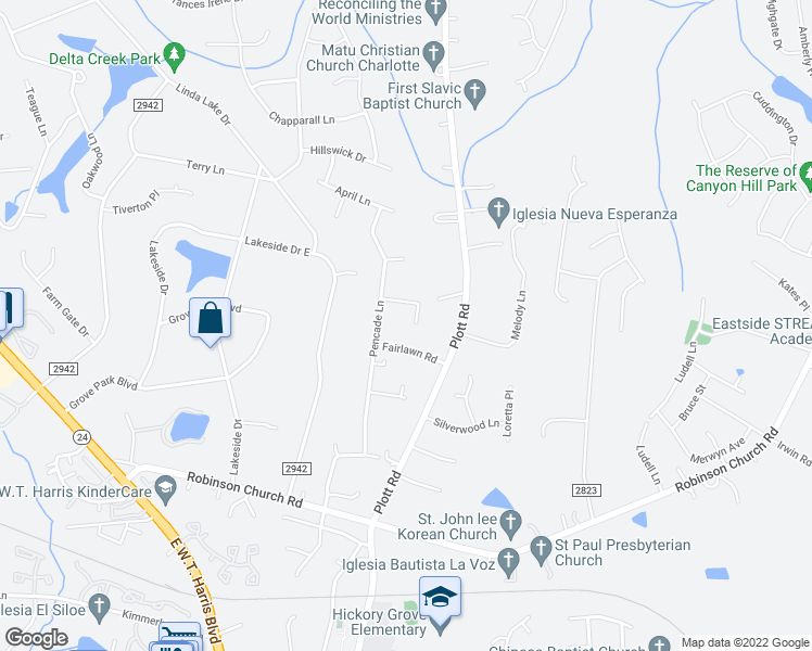 map of restaurants, bars, coffee shops, grocery stores, and more near 6630 Brunning Glen Court in Charlotte