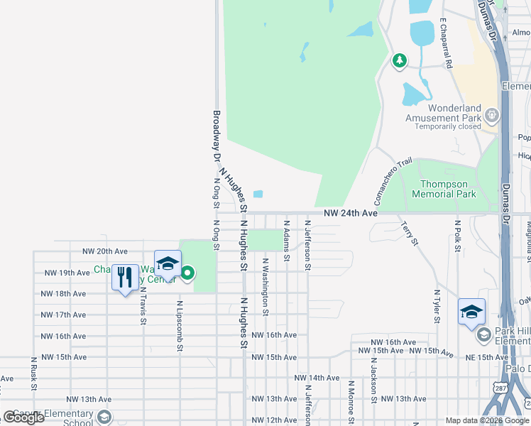 map of restaurants, bars, coffee shops, grocery stores, and more near 1000 Northwest 24th Avenue in Amarillo