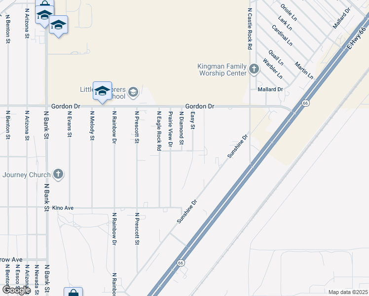 map of restaurants, bars, coffee shops, grocery stores, and more near 3506 North Diamond Street in Kingman