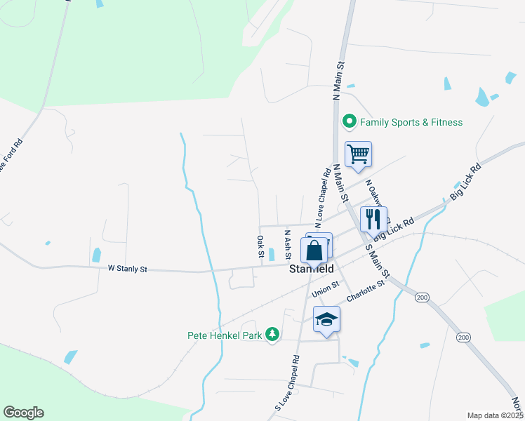 map of restaurants, bars, coffee shops, grocery stores, and more near 228 Oak Street in Locust