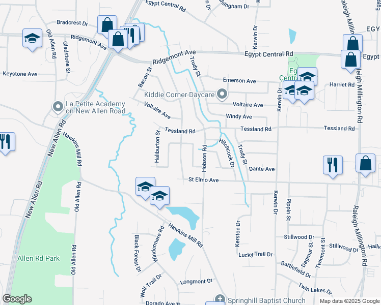 map of restaurants, bars, coffee shops, grocery stores, and more near 4053 Stowe Street in Memphis