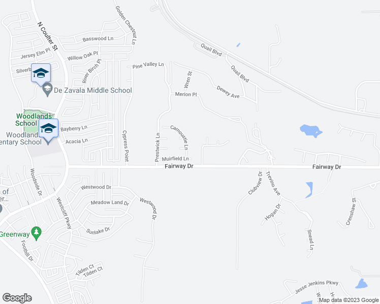 map of restaurants, bars, coffee shops, grocery stores, and more near 4 Carnoustie Lane in Amarillo