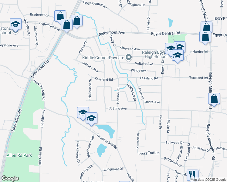 map of restaurants, bars, coffee shops, grocery stores, and more near 4053 Stowe Street in Memphis