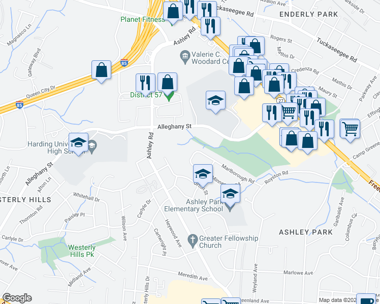 map of restaurants, bars, coffee shops, grocery stores, and more near 1914 Manteo Court in Charlotte