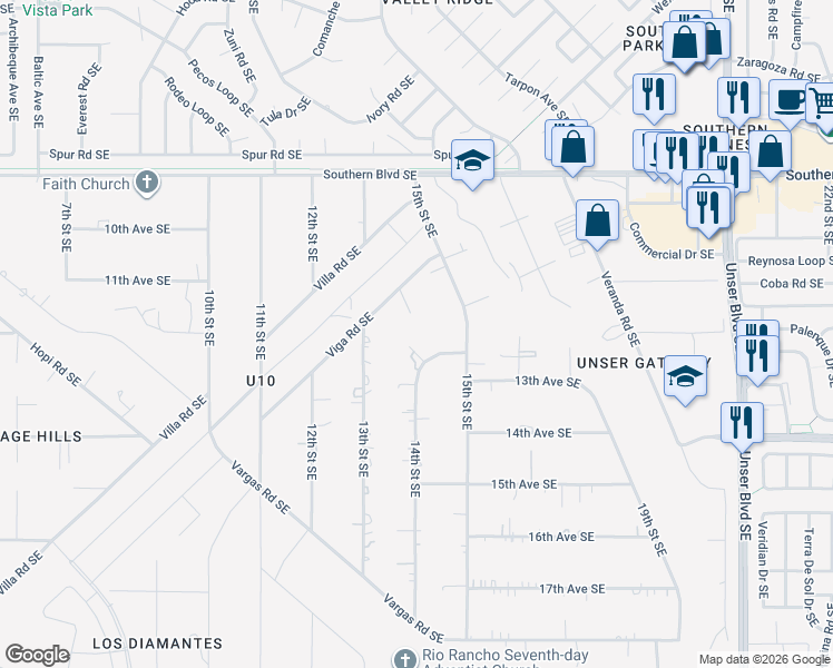 map of restaurants, bars, coffee shops, grocery stores, and more near 1390 Imp Place Southeast in Rio Rancho