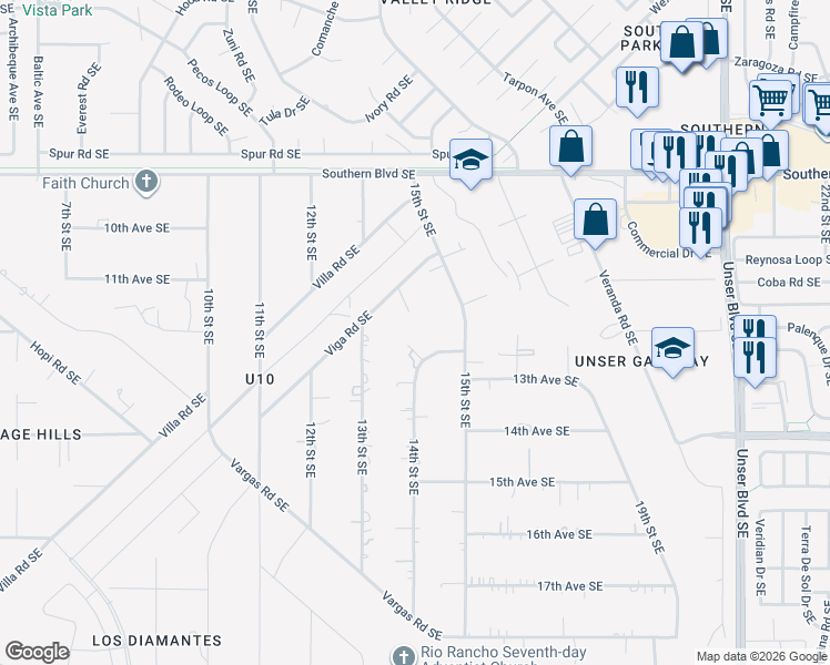 map of restaurants, bars, coffee shops, grocery stores, and more near 1390 Imp Place Southeast in Rio Rancho