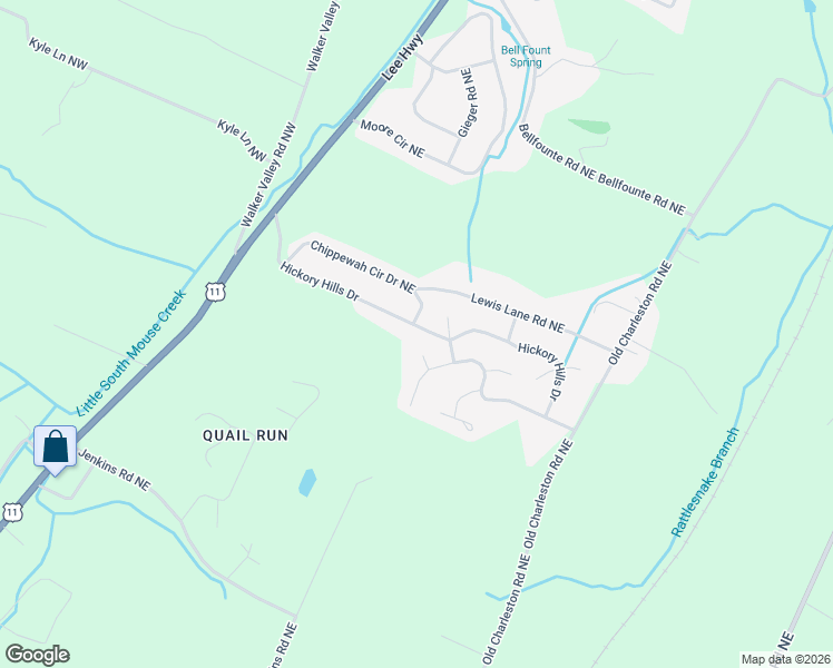 map of restaurants, bars, coffee shops, grocery stores, and more near 358 Hickory Hills Drive in Cleveland