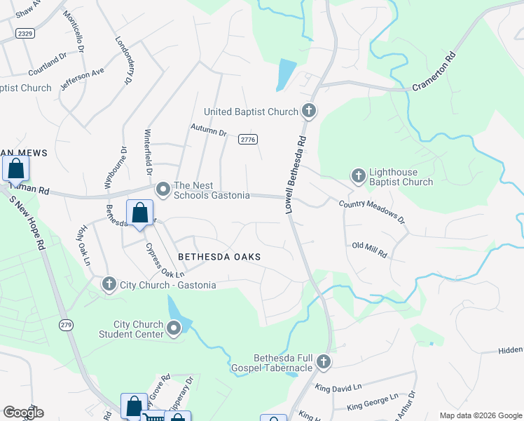 map of restaurants, bars, coffee shops, grocery stores, and more near 4633 Titman Road in Gastonia