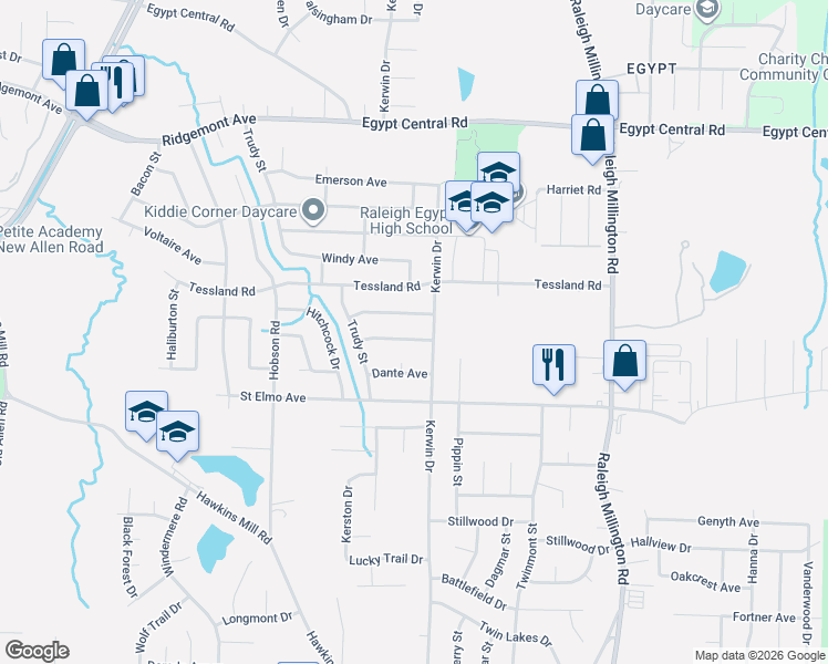 map of restaurants, bars, coffee shops, grocery stores, and more near 3888 Trufant Avenue in Memphis