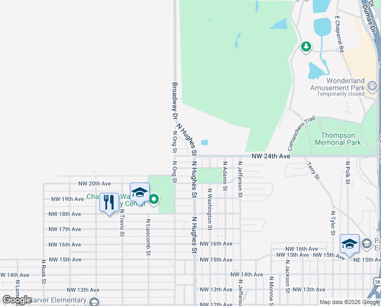 map of restaurants, bars, coffee shops, grocery stores, and more near 1000-1098 Northwest 24th Avenue in Amarillo