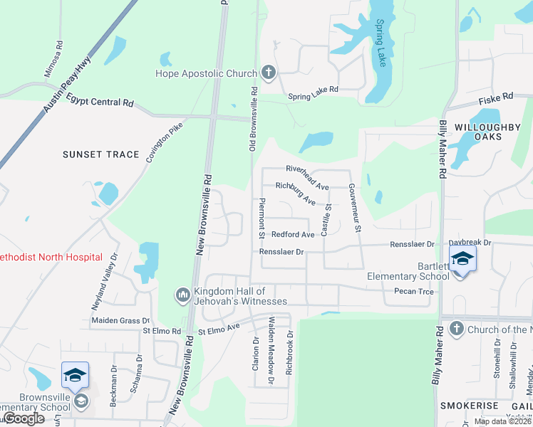 map of restaurants, bars, coffee shops, grocery stores, and more near 5634 Remsen Avenue in Memphis