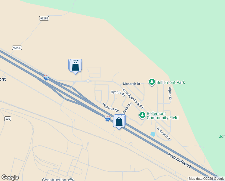 map of restaurants, bars, coffee shops, grocery stores, and more near 11981 Hydrus Road in Bellemont