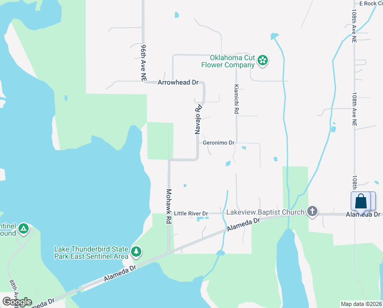 map of restaurants, bars, coffee shops, grocery stores, and more near 1502 Navajo Road in Norman