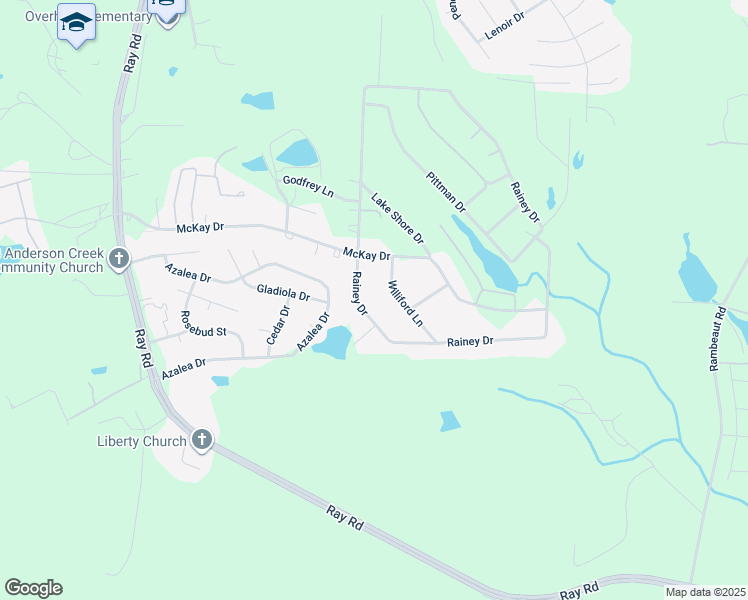 map of restaurants, bars, coffee shops, grocery stores, and more near 105 Rainey Drive in Spring Lake
