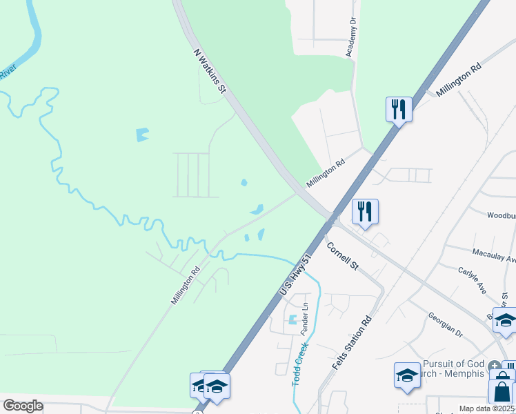 map of restaurants, bars, coffee shops, grocery stores, and more near in Memphis