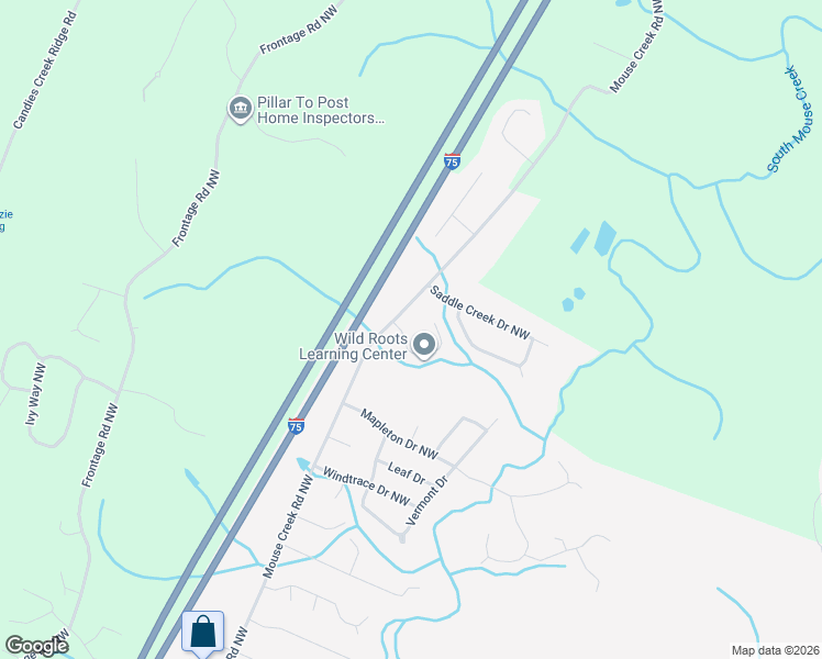map of restaurants, bars, coffee shops, grocery stores, and more near 122 N Valley Dr NW in Cleveland