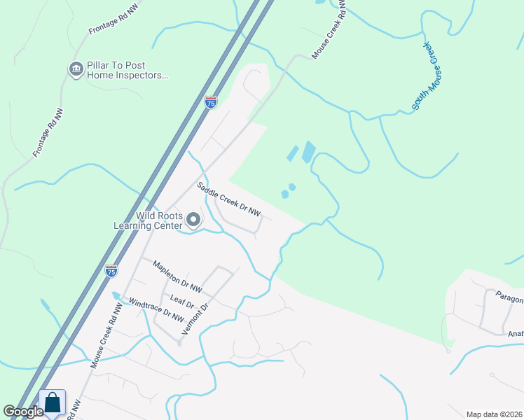 map of restaurants, bars, coffee shops, grocery stores, and more near 251 Saddle Creek Drive Northwest in Cleveland