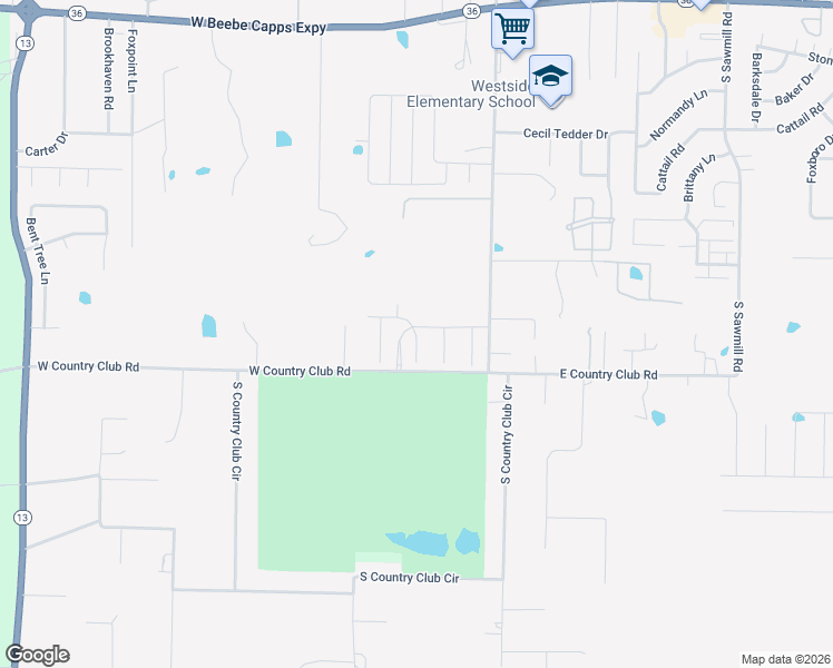 map of restaurants, bars, coffee shops, grocery stores, and more near 916 West Country Club Road in Searcy