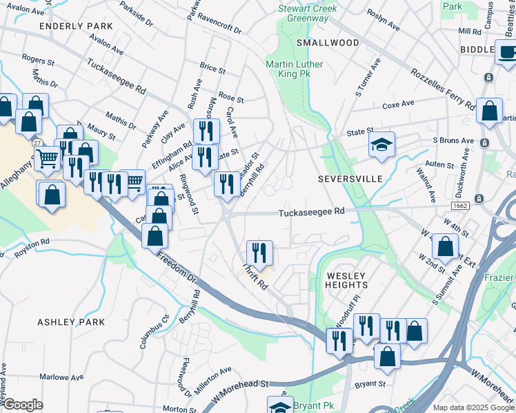 map of restaurants, bars, coffee shops, grocery stores, and more near 901-1109 State Road 1662 in Charlotte